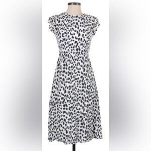 Ann Taylor Loft Animal Print High Neck Boatneck A line Dress sz 14